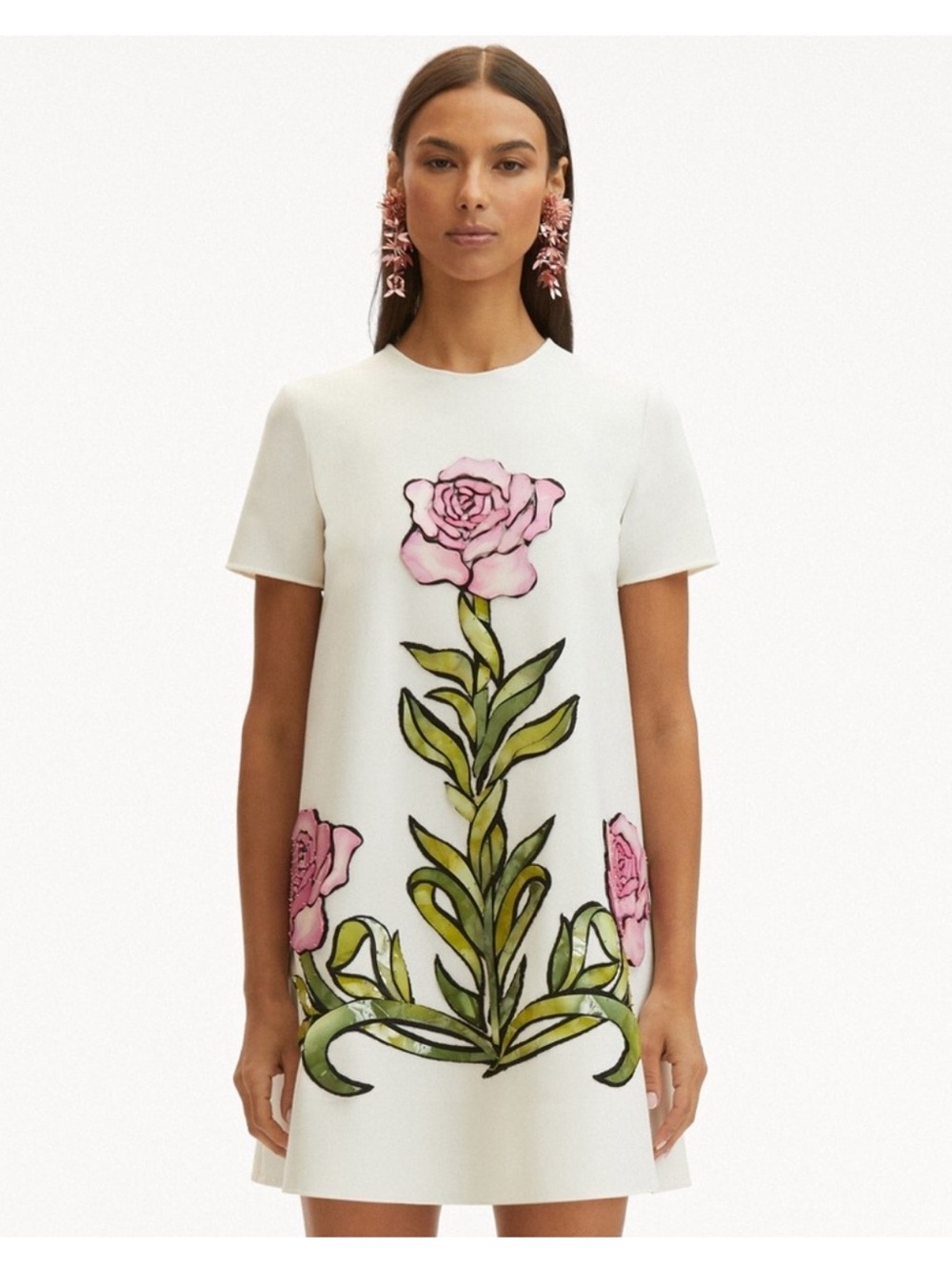 Oscar de la Renta Rose Embroidered Dress